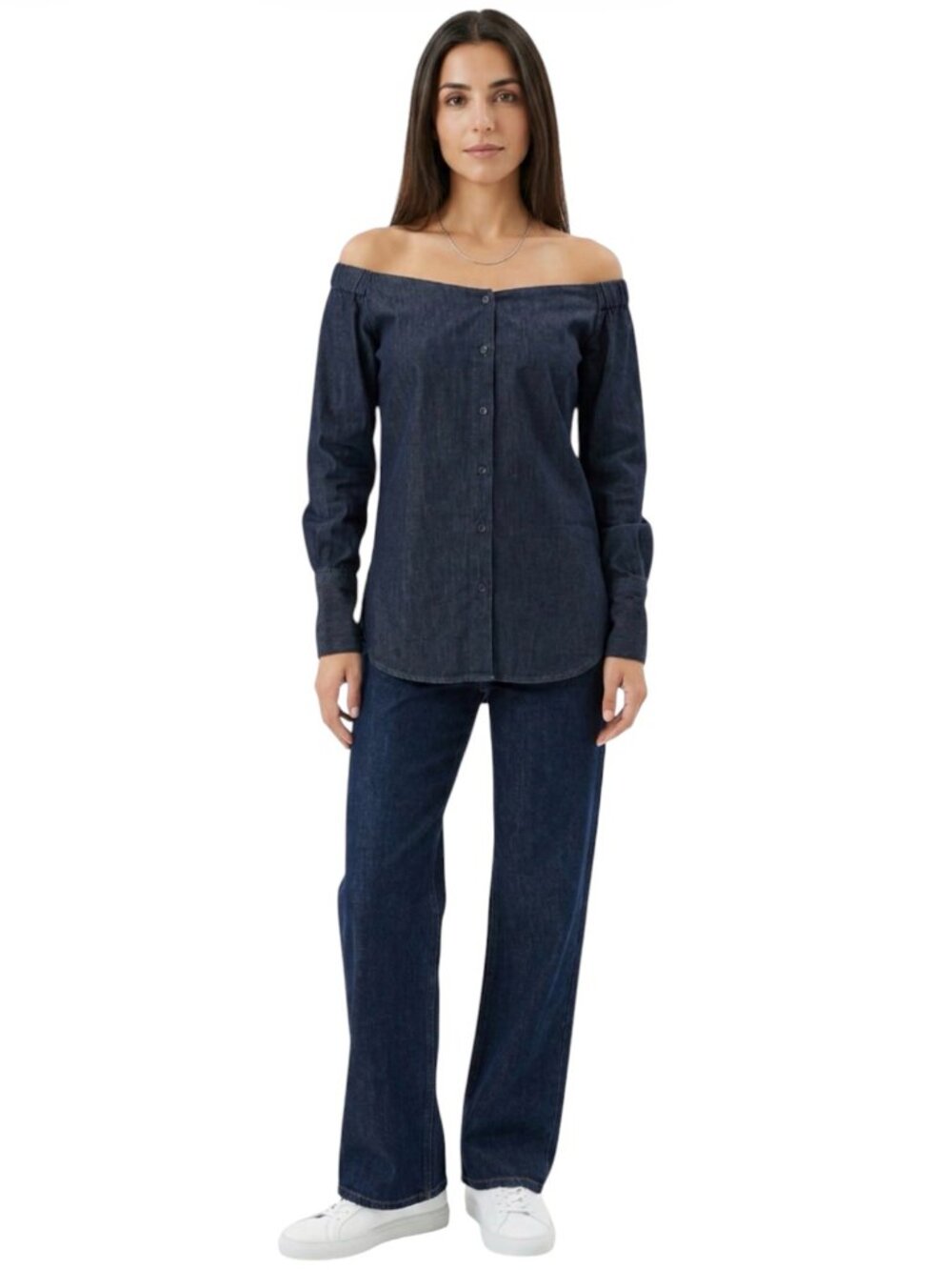 Rag & Bone Small Blue Chambray Long Sleeve Button Down On/Off Shoulder Top EUC